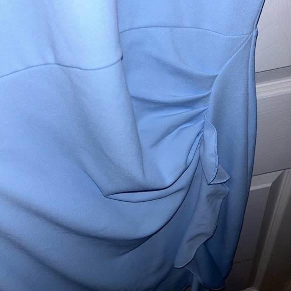 Baby blue pencil skirt dress with ruffles - Picture 7 of 10